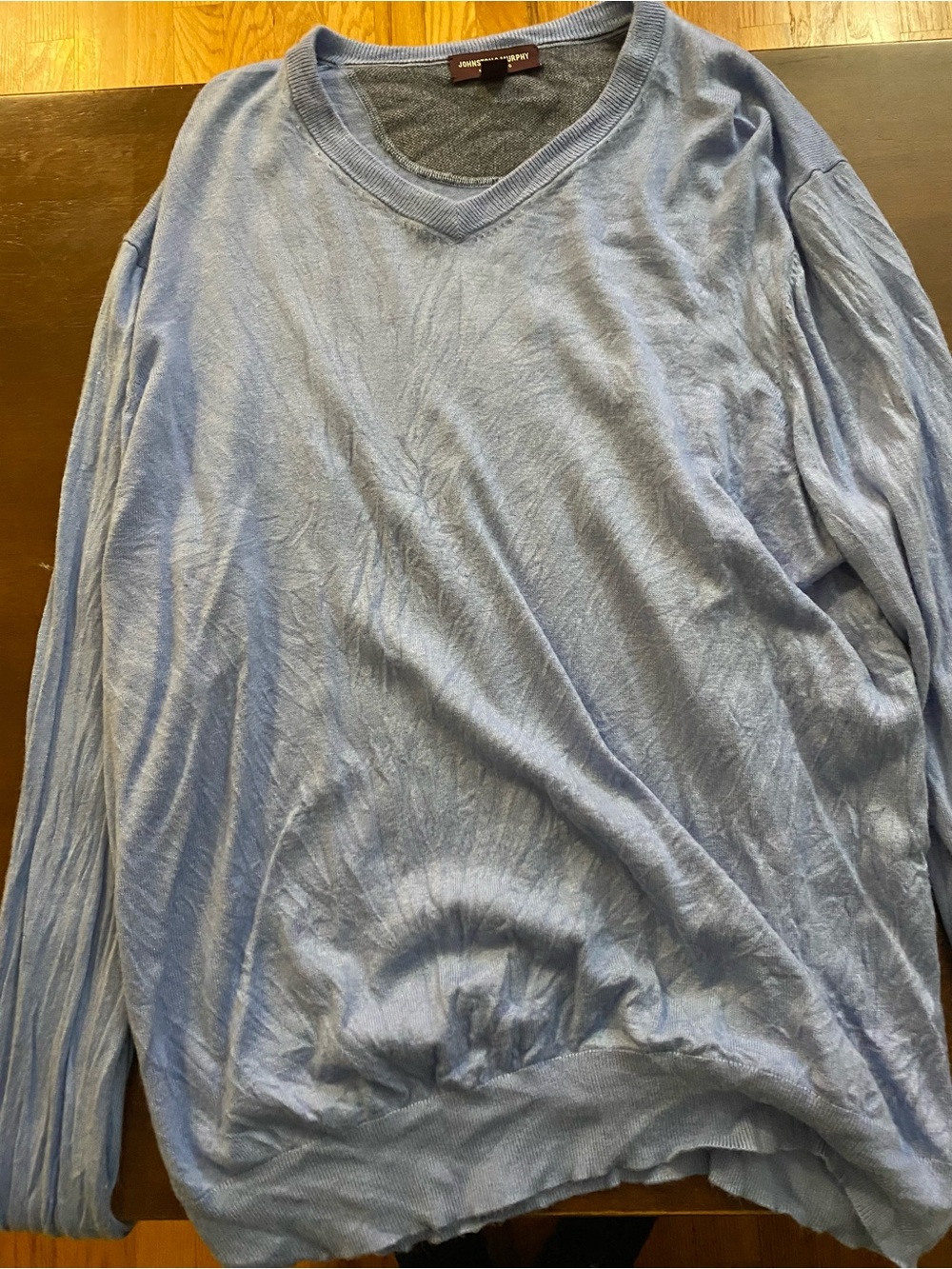 Johnston & Murphy Light Blue V-Neck Long Sleeve Sweater